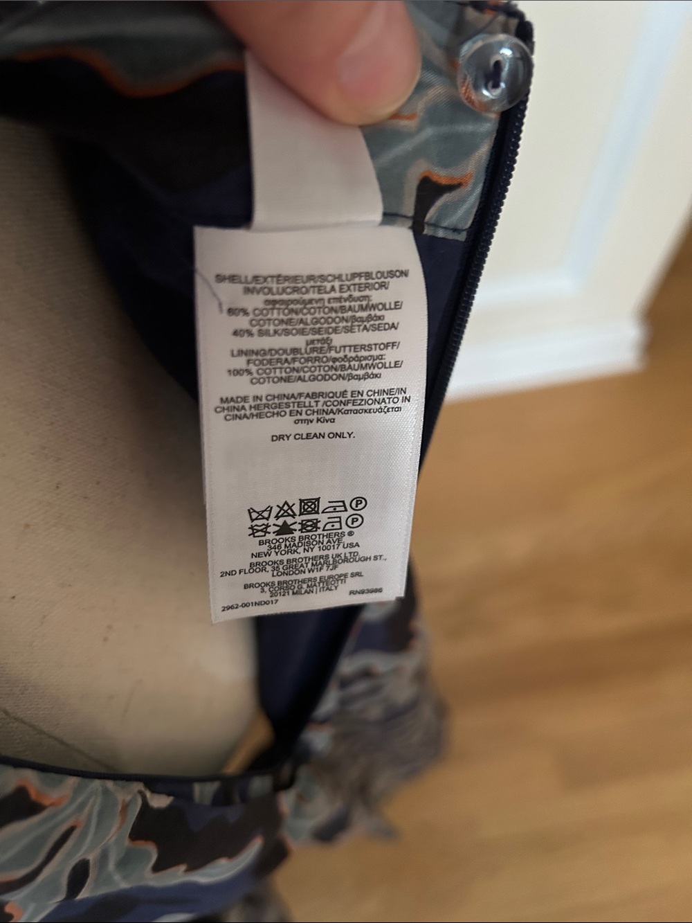 Brooks Brothers Navy Blue & Light Blue Patterned Tie-Waist Midi Skirt - Picture 5 of 6